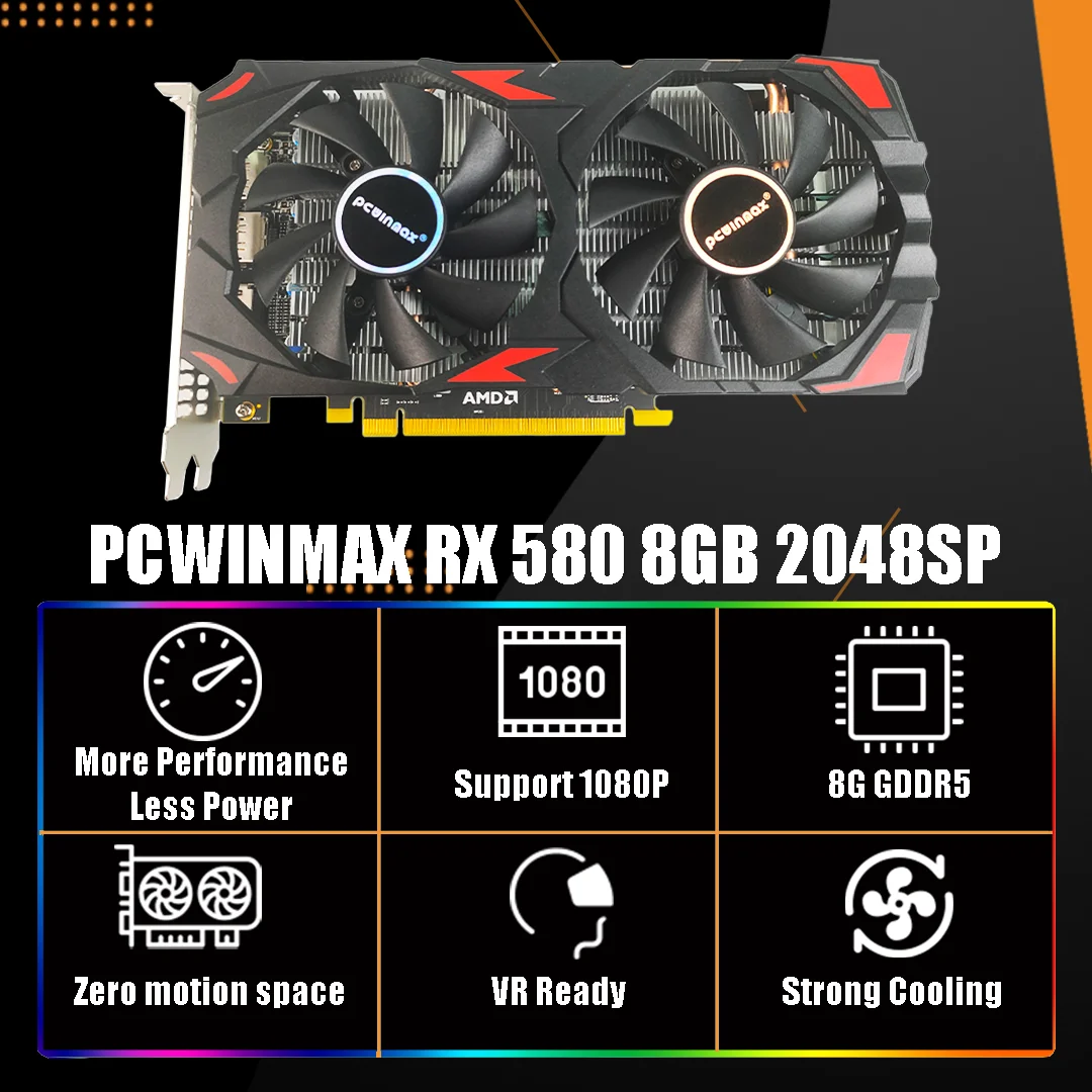 PCWINMAX New Radeon RX580 8GB  - Rx 580 8Gb 2048Sp Gpu ulasan dan harga
